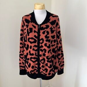 New! Torrid Large SZ 0/12 leopard zippered bomber cardigan.